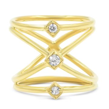 Lex Fine Jewelry *Award Winning* Lex Diamond "X" Ring 14k White Gold .11ct