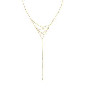 Lex Fine Jewelry Lex "X' Diamond Lariat Necklace 14k Yellow Gold .12ct