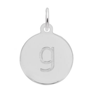 Rembrandt White Sterling Silver Petite Initial Disc - Lower Case Block G