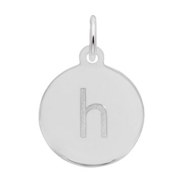 Rembrandt White Sterling Silver Petite Initial Disc - Lower Case Block H