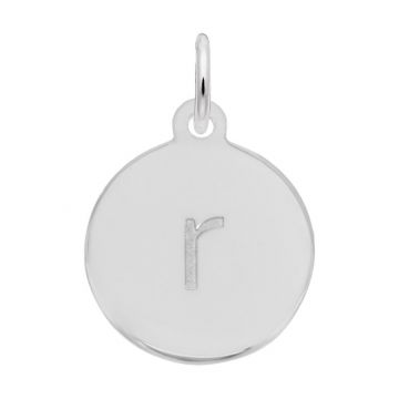 Rembrandt 14k White Gold Petite Initial Disc - Lower Case Block R