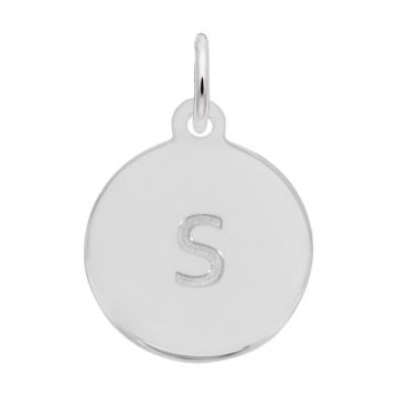 Rembrandt 14k White Gold Petite Initial Disc - Lower Case Block S