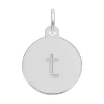Rembrandt 14k White Gold Petite Initial Disc - Lower Case Block T
