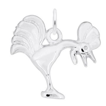 Rembrandt Sterling Silver White Rooster Crowing Charm