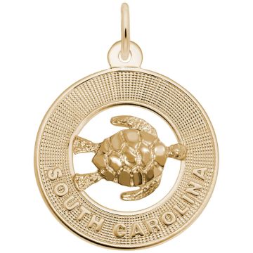Rembrandt 10k Yellow Gold South Carolina Ring W/Turtle Charm