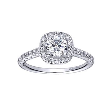Gabriel & Co 14k White Gold Round Halo Engagement Ring