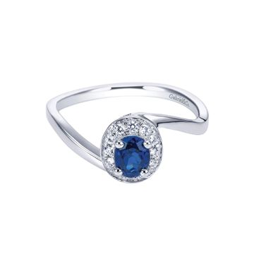 Gabriel & Co. 14k White Gold Oval Blue Sapphire Halo Engagement Ring