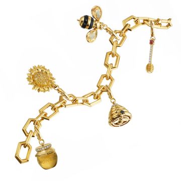 Gumuchian Honeybee "B" 18k Yellow Gold Charm Bracelet