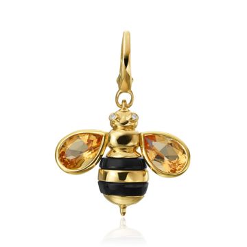 Gumuchian Honeybee "B" 18k Yellow Gold Diamond & Citrine Honeybee Charm