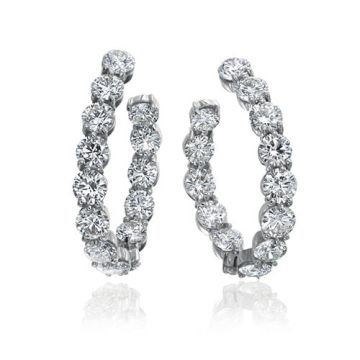 Gumuchian New Moon Platinum Diamond Hoop Earrings