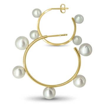 Lex Fine Jewelry Diana Small Pearl Hoops 14k White Gold