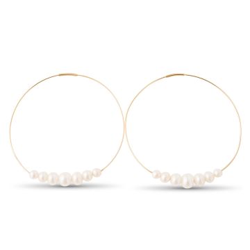 Lex Fine Jewelry Diana Large Endless Pearl Hoops 14k Yellow Gold