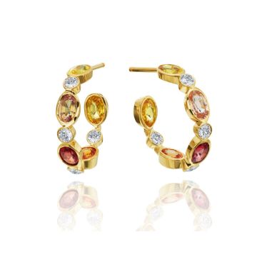 Gumuchian Marbella 18k Yellow Gold Diamond Sapphire Hoop Earrings