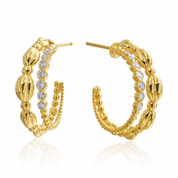 Gumuchian Nutmeg 18k Gold Diamond Double Hoop Earrings