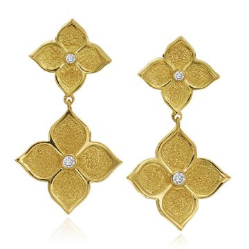 Gumuchian G. Boutique 18k Yellow Gold Diamond Lotus Drop Earrings