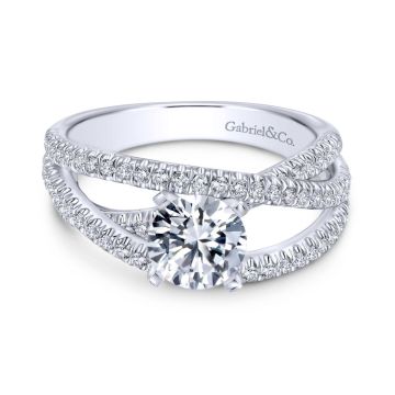 Gabriel & Co. 14k White Gold Contemporary Free Form Diamond Engagement Ring