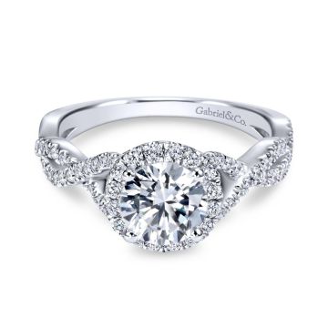 Gabriel & Co. 14k White Gold Contemporary Criss Cross Diamond Engagement Ring