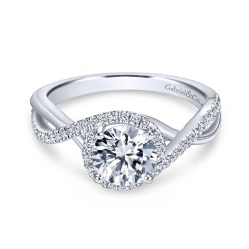 Gabriel & Co. 14k White Gold Contemporary Twisted Diamond Engagement Ring