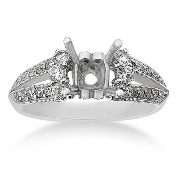 Fischer 18k White Gold Bead Diamond Engagement Ring