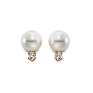 Mastoloni 8mm Freshwater Pearl & Diamond Stud Earrings