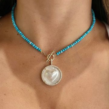 Lex Fine Jewelry Diana'S Love Mabe Heart Disc Diamond Pendant 14k White Gold 1ct