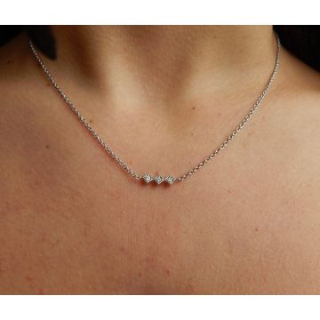 Lex Fine Jewelry Lex Triple Diamond Design Necklace 14k White Gold .11ct