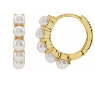 Lex Fine Jewelry Diana Pearl Huggy 14k White Gold