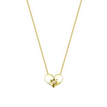 Midas 14k Yellow Gold Starburst Diamond Heart Necklace