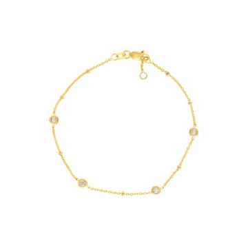Midas 14k Yellow Gold Adjustable Round Bezel Set Diamond Bracelet