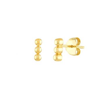 Midas 14k Yellow Gold Triple Bead Bar Stud Earrings