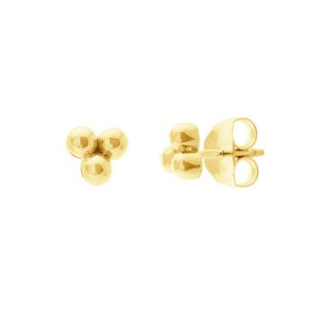 Midas 14k Yellow Gold Three Bead Cluster Stud Earrings