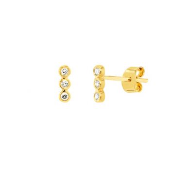 Midas 14k Yellow Gold Triple Diamond Stud Earrings