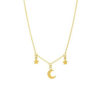 Midas 14k Yellow Gold Half Moon and Star Triple Dangle Necklace