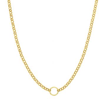 Midas 14k Yellow Gold Hollow Rolo Chain with Ring Necklace