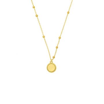 Midas 14k Yellow Gold Adjustable Disc with Bead Frame on Scattered Bead Chain Necklace