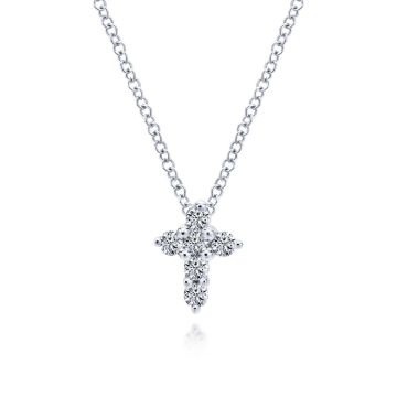 Gabriel & Co. 14K White Gold Faith Diamond Necklace