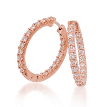 Mazza Fine Jewelry 14k Rose Gold Diamond Hoops Earrings