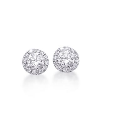 Mazza Fine Jewelry 14k White Gold Diamond Halo Studs
