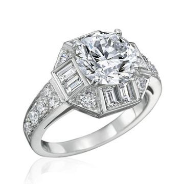 Gumuchian Bridal Platinum Marina Diamond Halo Semi-Mount Engagement Ring