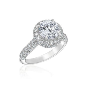 Gumuchian Bridal Platinum Halo Diamond Halo Semi-Mount Engagement Ring