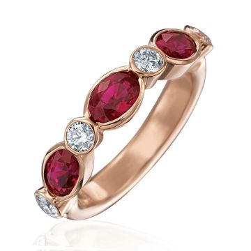 Gumuchian 18k Rose Gold Diamond & Ruby Stackable Ring