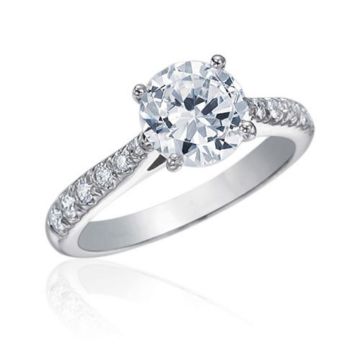 Gumuchian Bridal Platinum Cinderella Diamond Straight Semi-Mount Engagement Ring