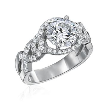 Gumuchian Bridal Platinum Diamond Criss Cross Semi-Mount Engagement Ring