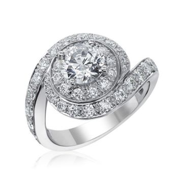 Gumuchian Bridal Platinum Bypass Swirl Diamond Semi-Mount Engagement Ring