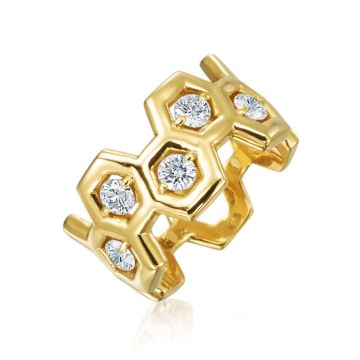 Gumuchian Honeybee "B" 18k Yellow Gold Diamond Ring