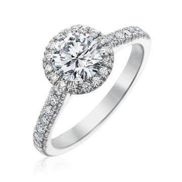 Gumuchian Bridal 18k White Gold Cinderella Diamond Halo Semi-Mount Engagement Ring