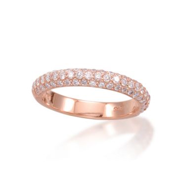 Mazza Fine Jewelry 14k Rose Gold Diamond Pave Wedding Band