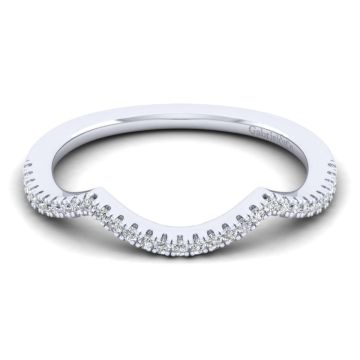 Gabriel & Co. 14K White Gold Contemporary Curved Diamond Wedding Band