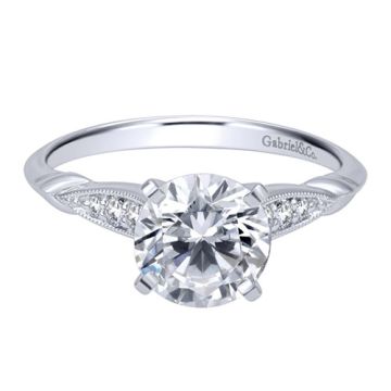 14k White Gold Gabriel & Co. 0.09ct Diamond Engagement Ring