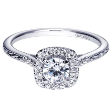14k White Gold Gabriel & Co. 0.19ct Diamond Engagement Ring